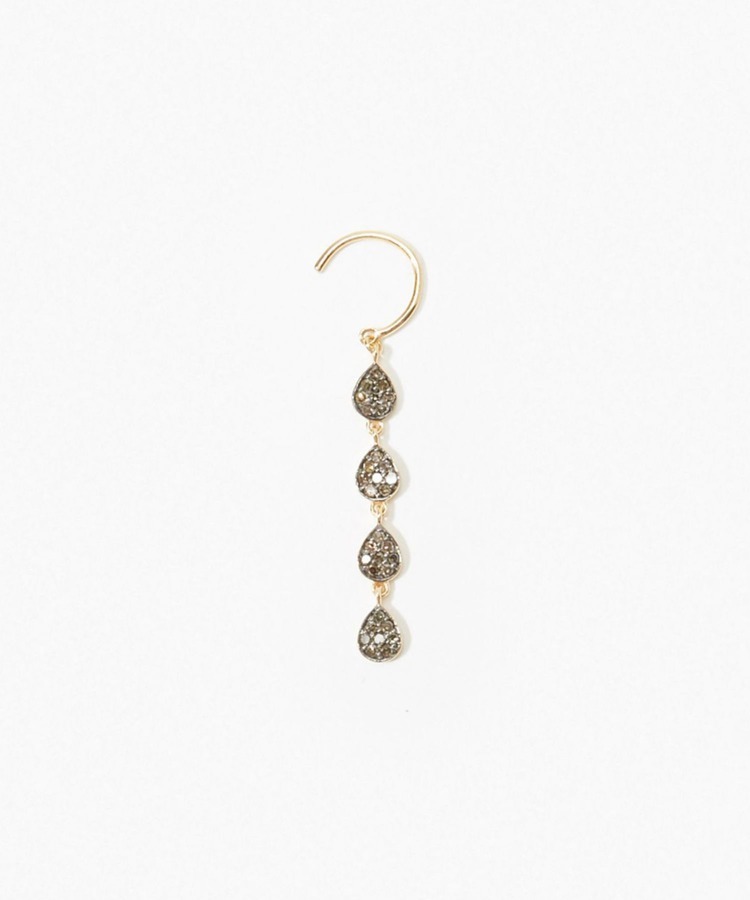 [lotus] bud diamond teradrops pierced earring