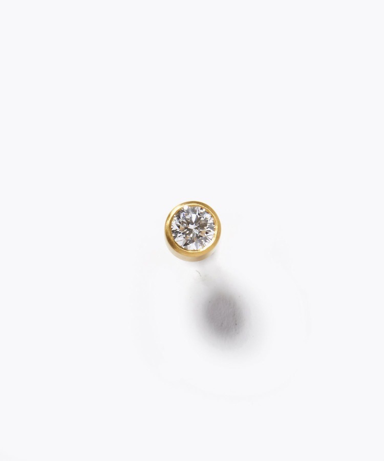 [basic] K18 lab grown diamond bezel stud single pierced earring