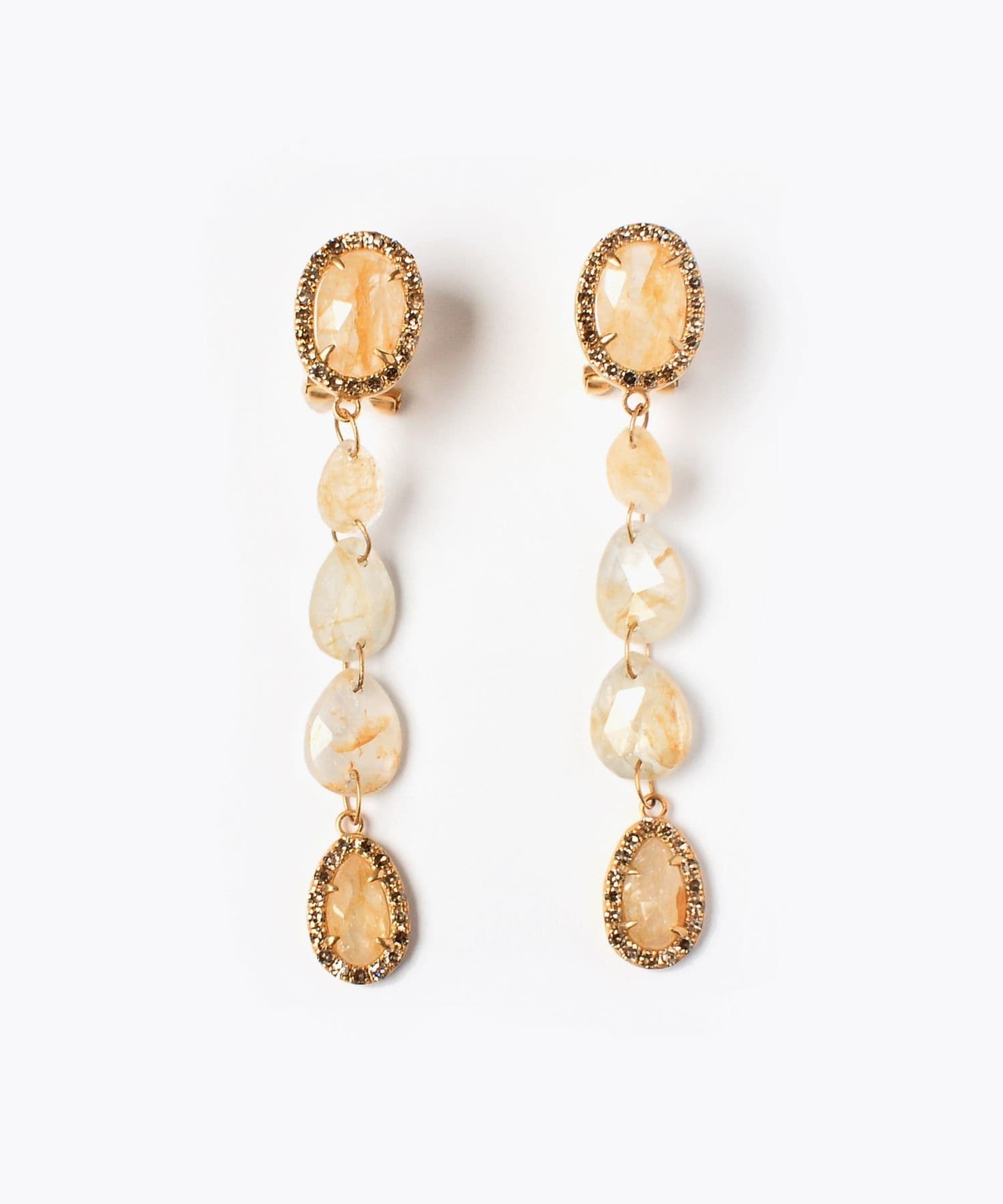 [saphed] white sapphire pavediamond drop ear clip
