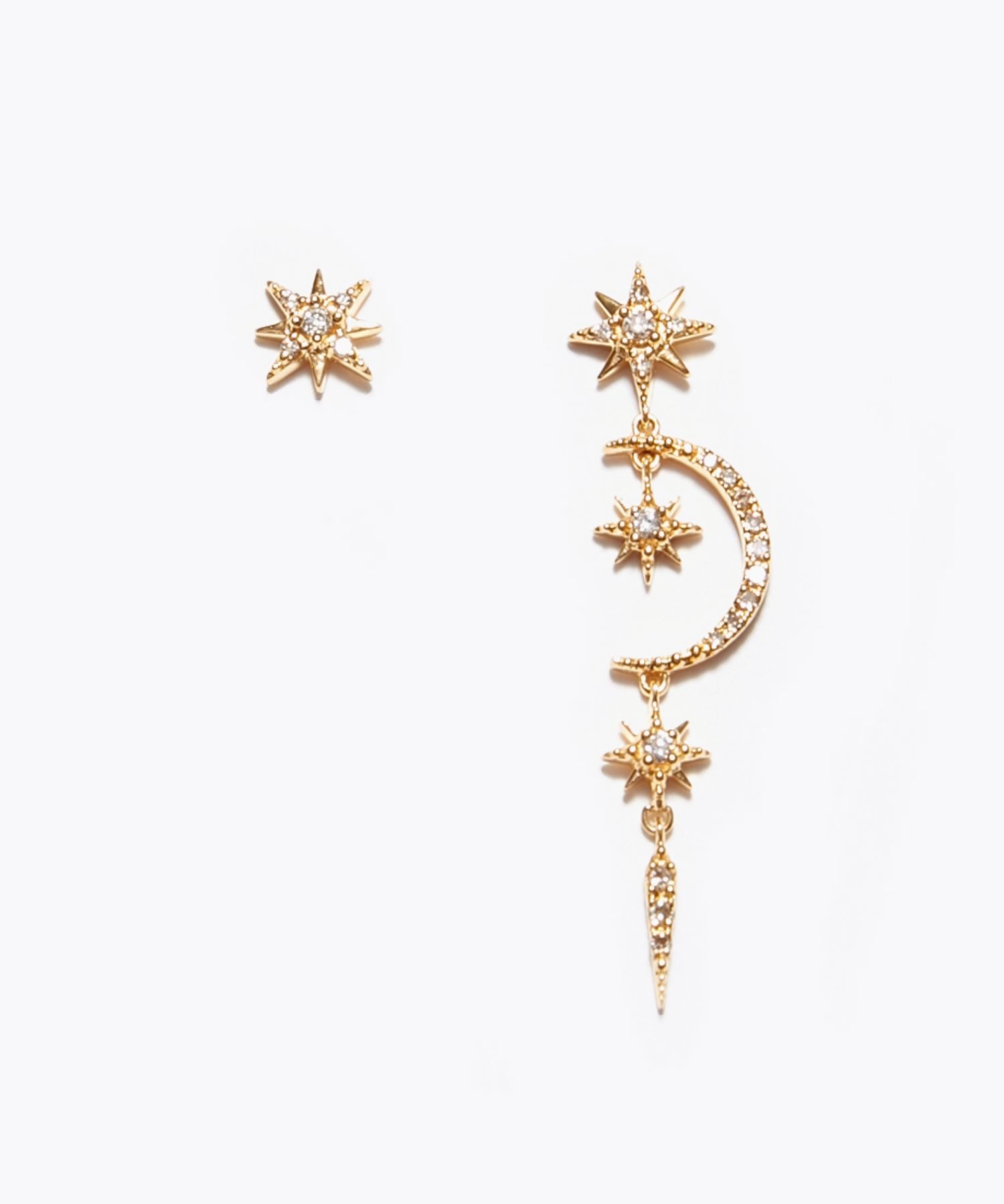 レンタルアイテム[saphed] パヴェダイヤモンド スター ムーン ピアス