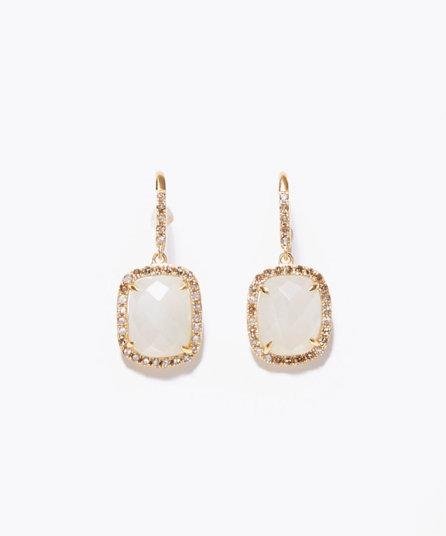 [saphed] white labradorite pavediamond pierced earrings