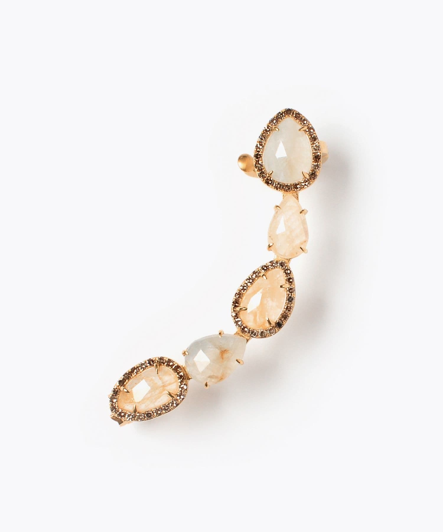 [saphed] white sapphire pavediamond 5stones ear cuffpierced earrings