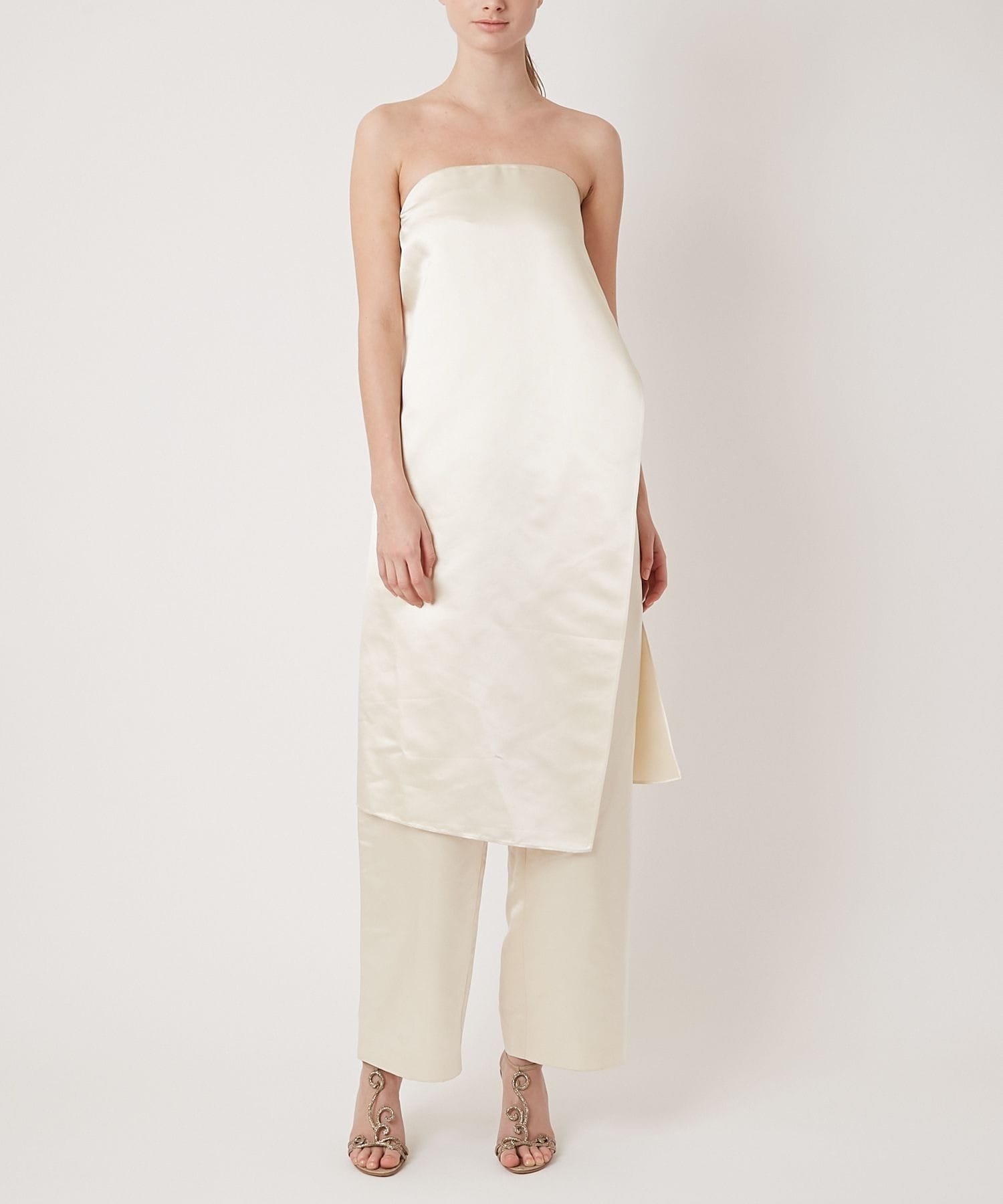 [saphed] Magnolia silk satin combinaison dress