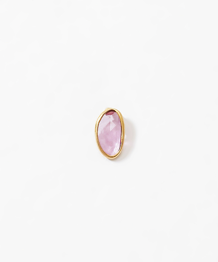 [raw beauty] K10 pink saphire pierced earring