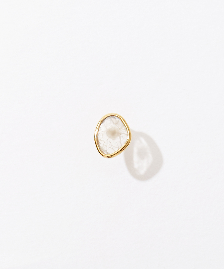 [raw beauty] K10 sliced diamond pierced earring