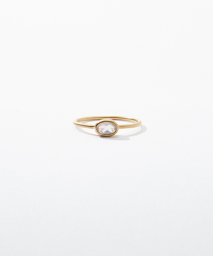 [eden] K10 oval rainbow moonstone ring