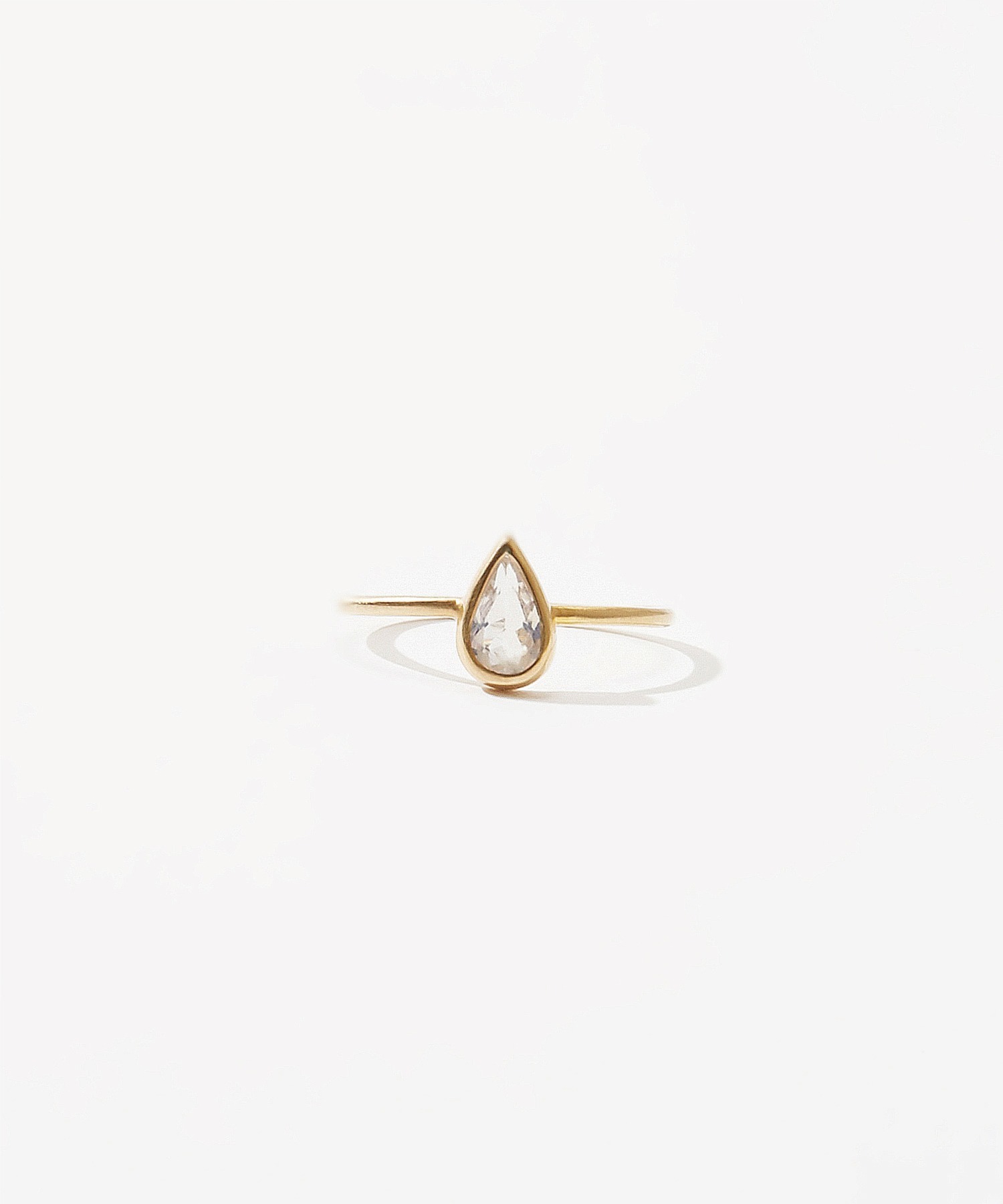 [eden] K10 pear-shaped rainbow moonstone ring