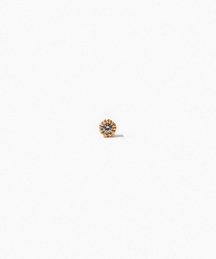 [basic] K10 diamond pyraid stud pierced earring