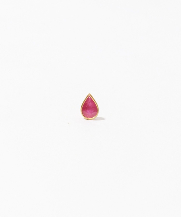[eden] K10 pear-shaped ruby stud pierced earring