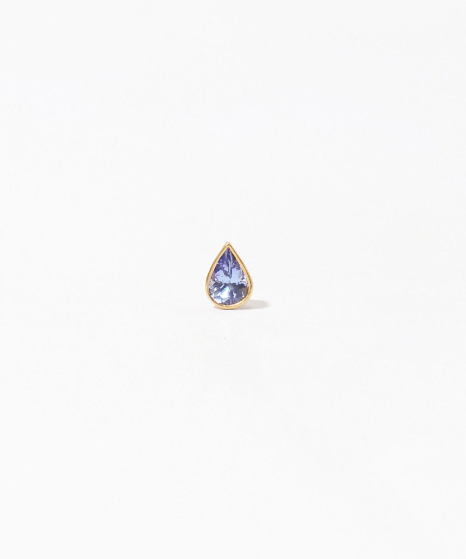 [eden] K10 pear-shaped tanzanite stud pierced earring