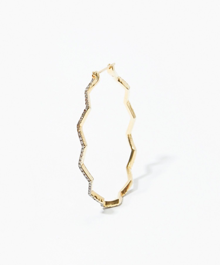 [citronnier] branch pave diamonds hoop pierced earring