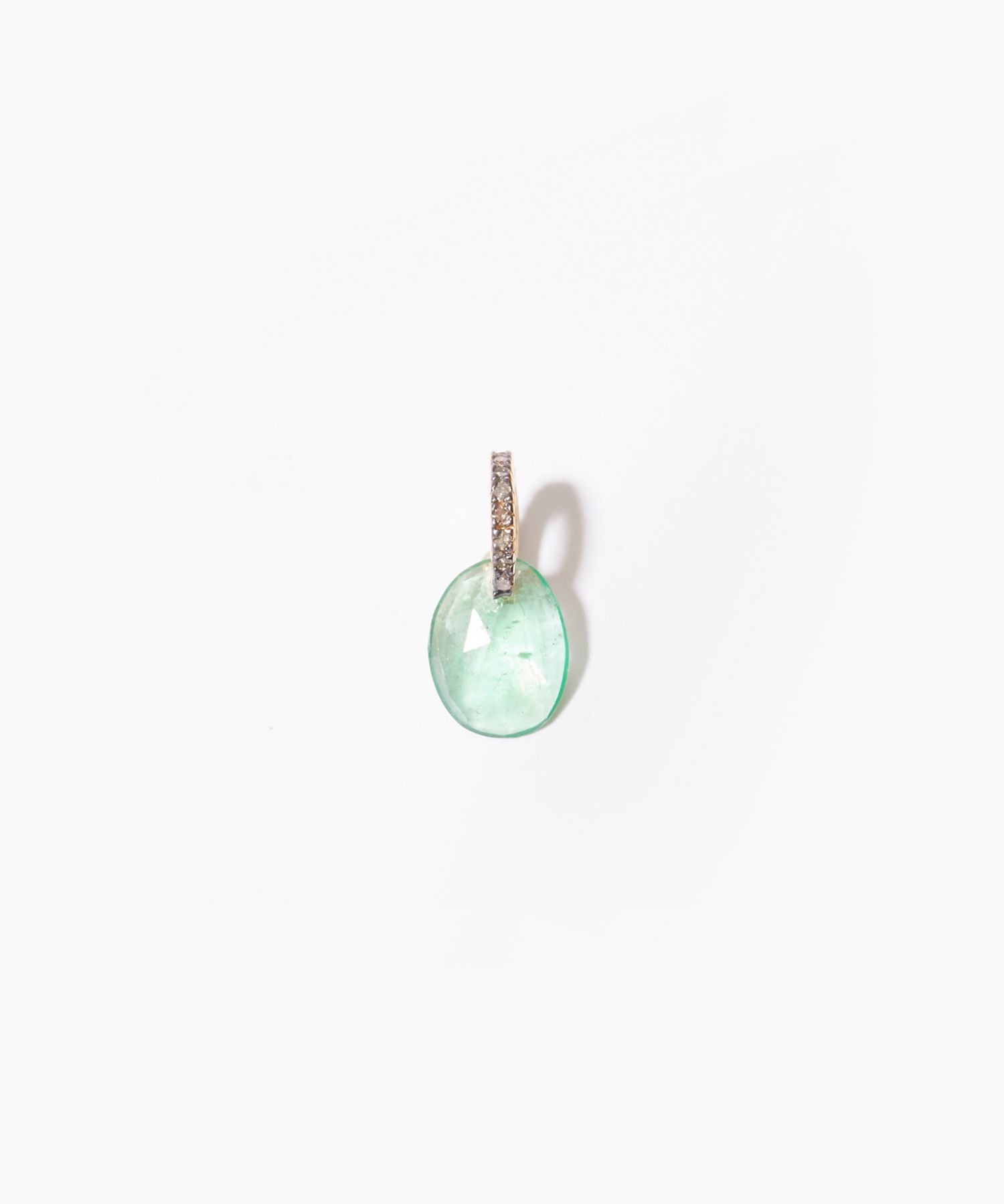 [elafonisi] emerald with pave diamonds  charm