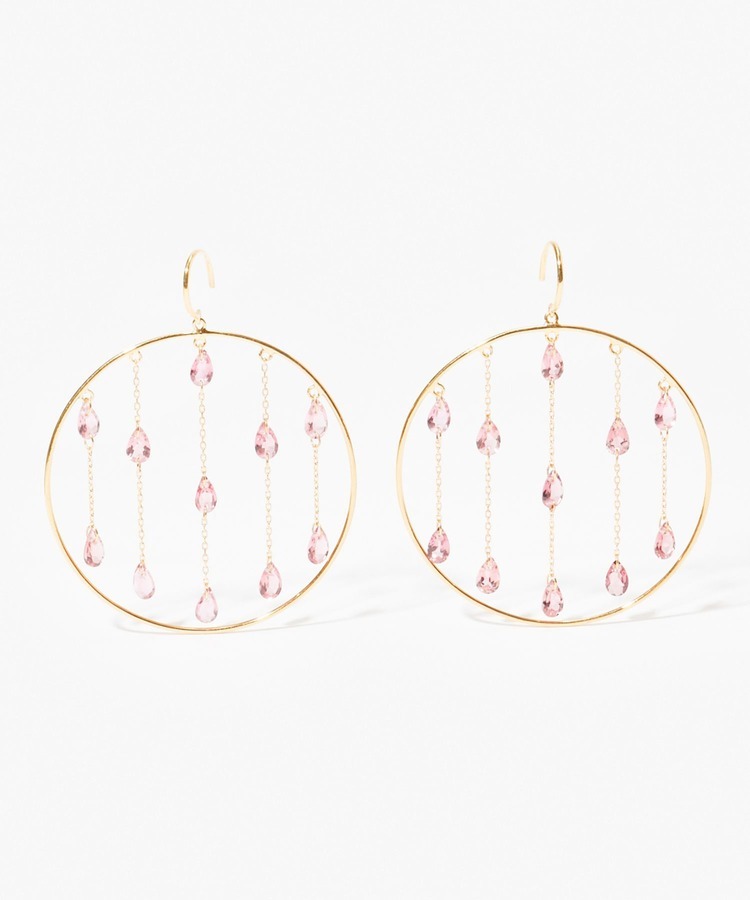 [eden] K10 pink tourmaline hoop pierced