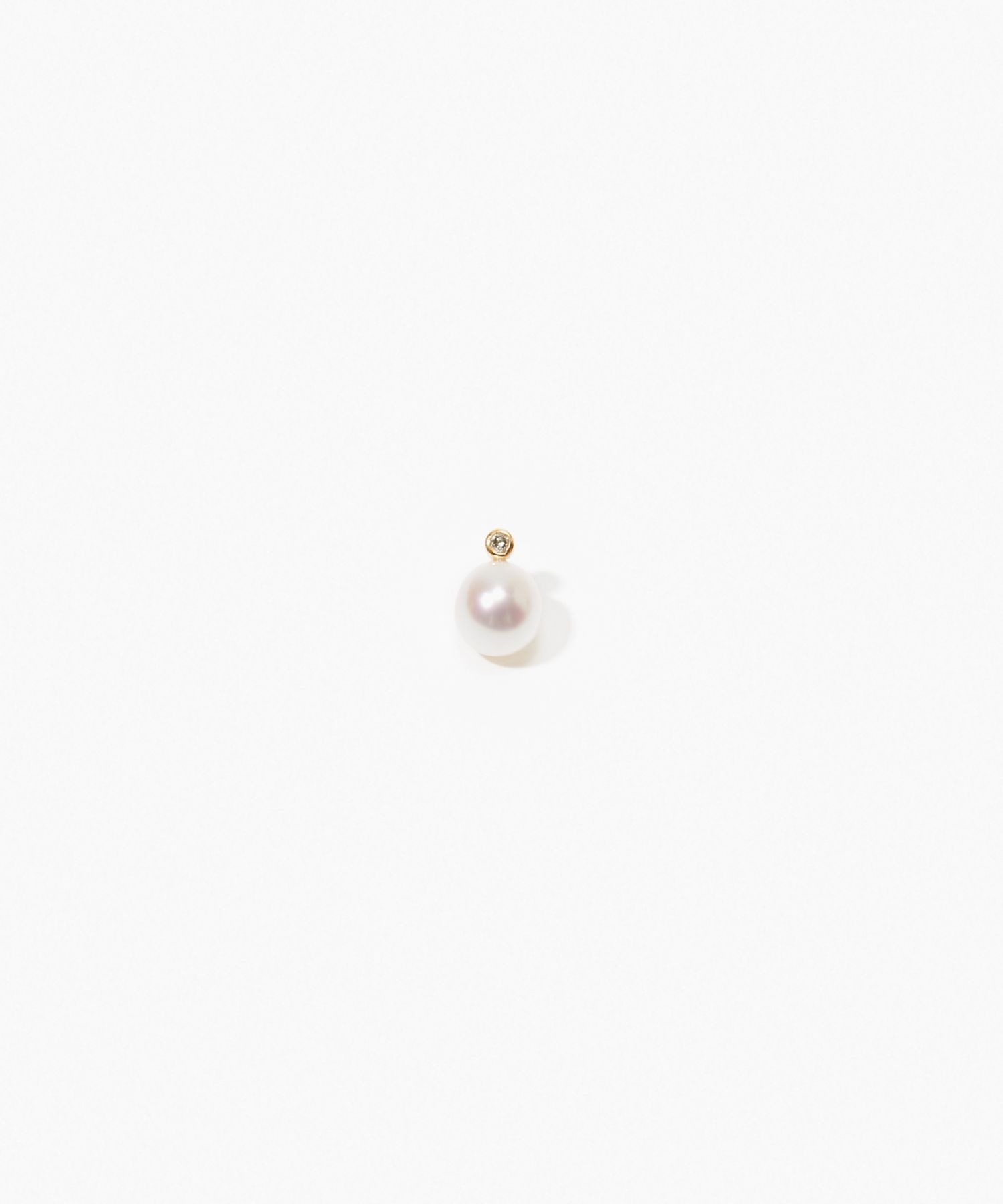 [philia] K10 akoya and diamond stud pierced earring