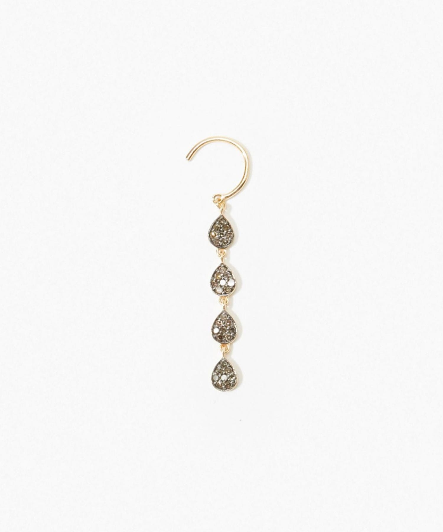 [lotus] bud diamond teradrops pierced earring