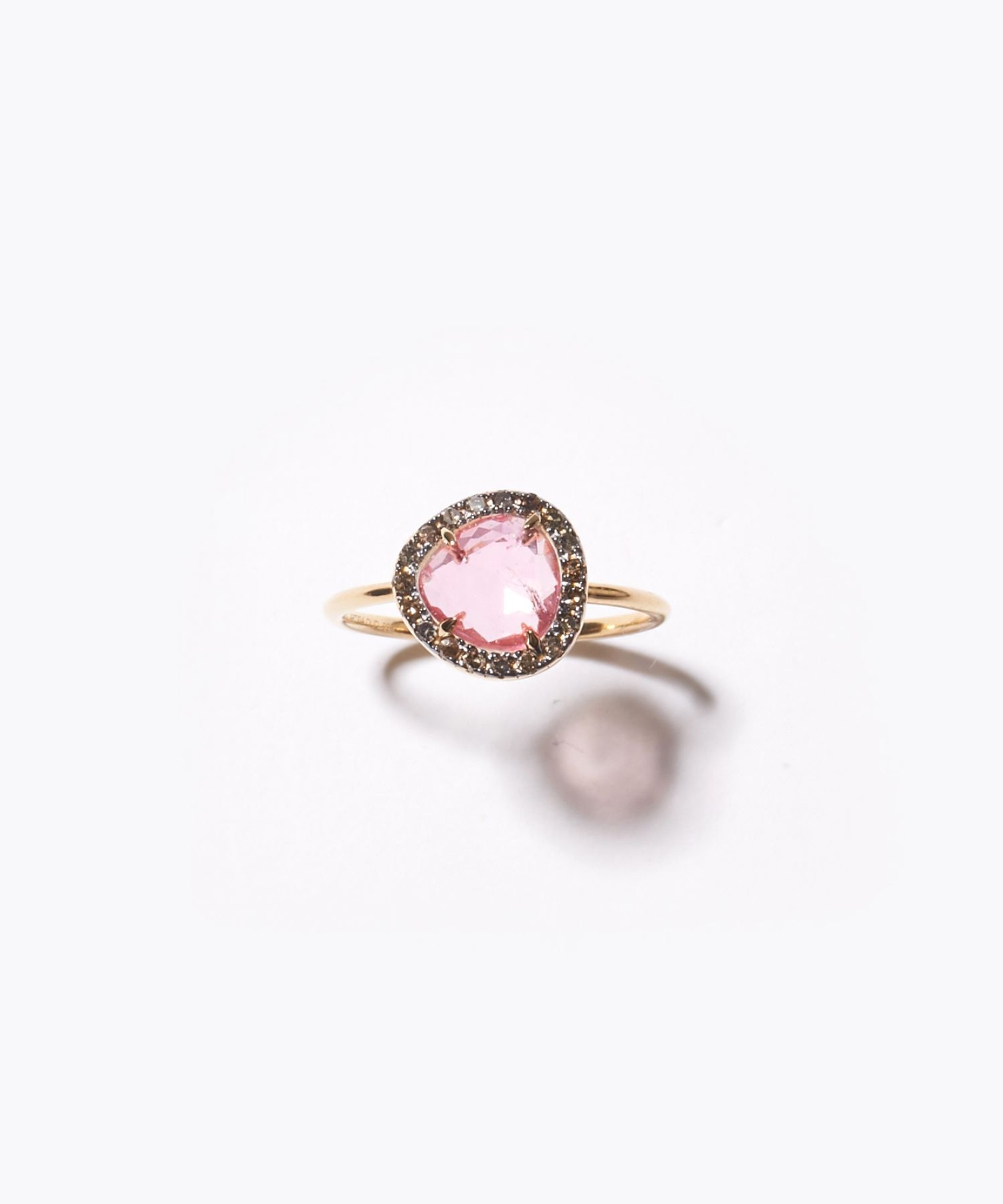 [elafonisi] medium pink tourmaline with pave diamonds  ring