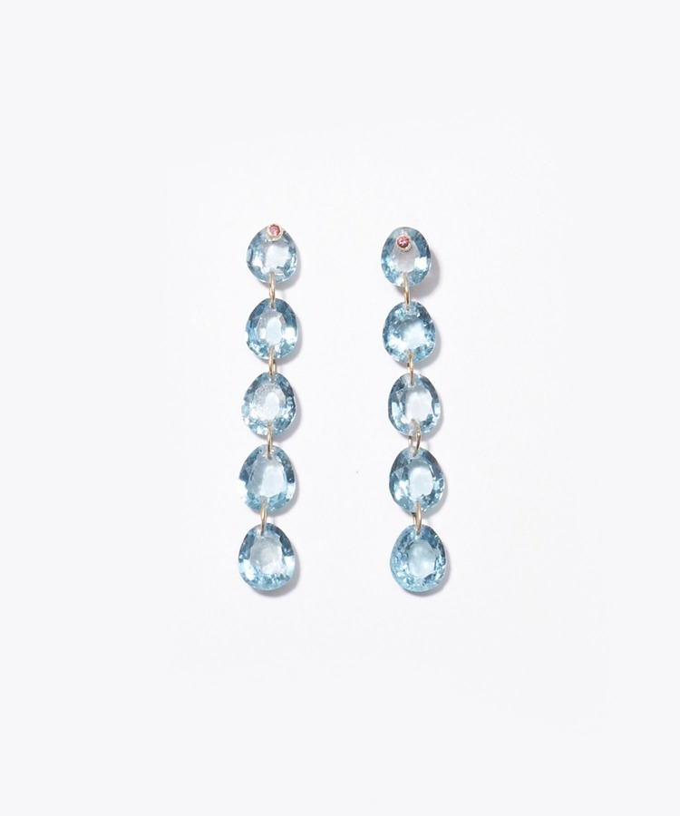 [eden] K10 swiss blue topaz tear drops pierced earring