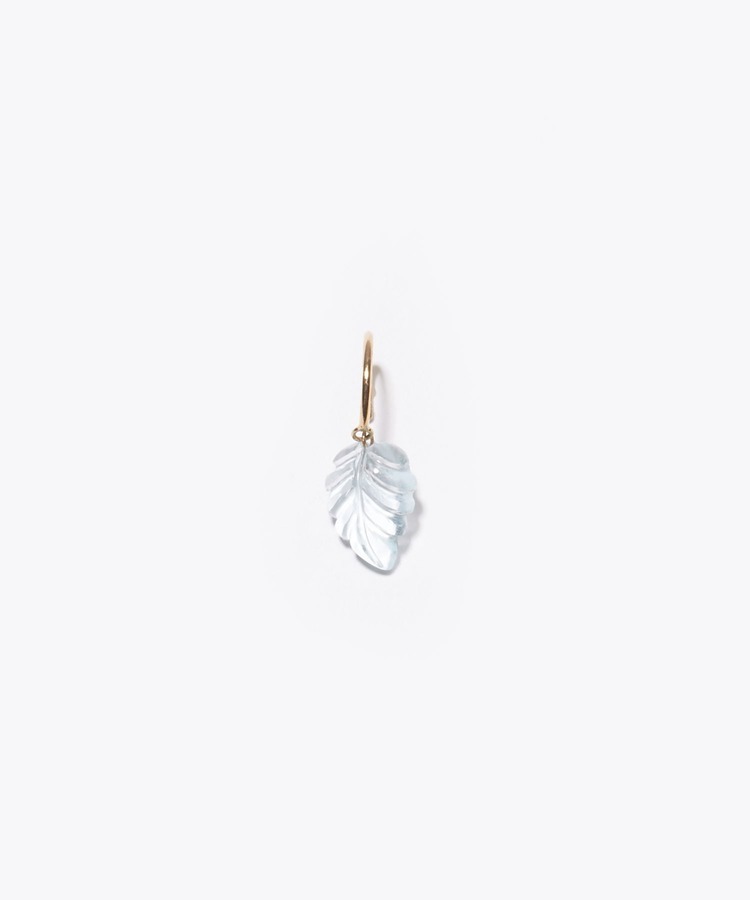 [eden] K10 blue topaz leaf pierced earring