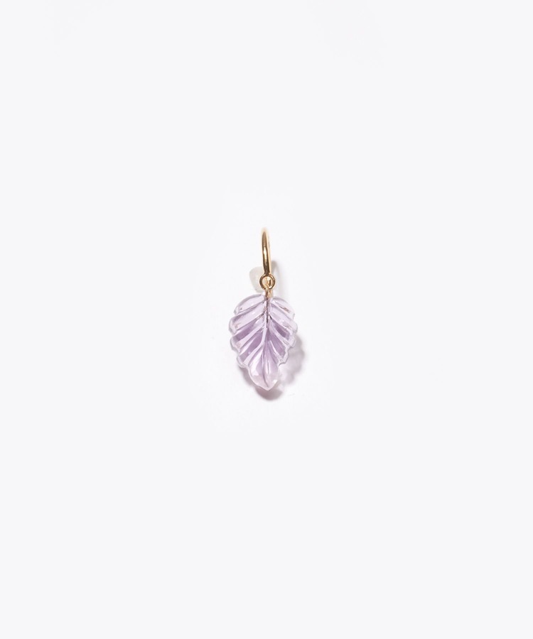 [eden] K10 amethyst leaf pierced earring