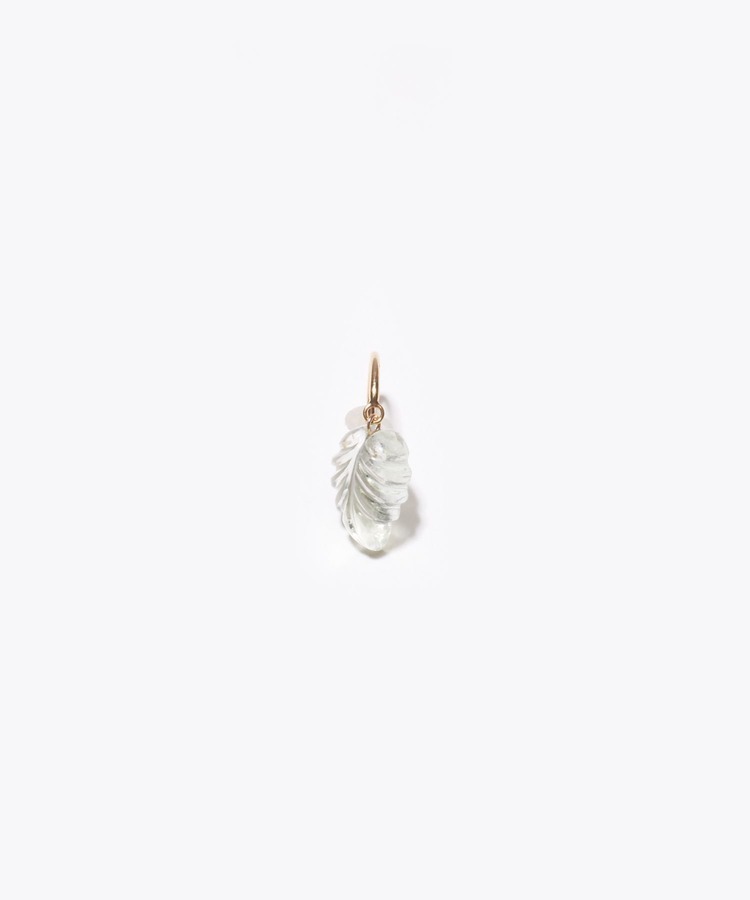 [eden] K10 green quartz leaf pierced earring