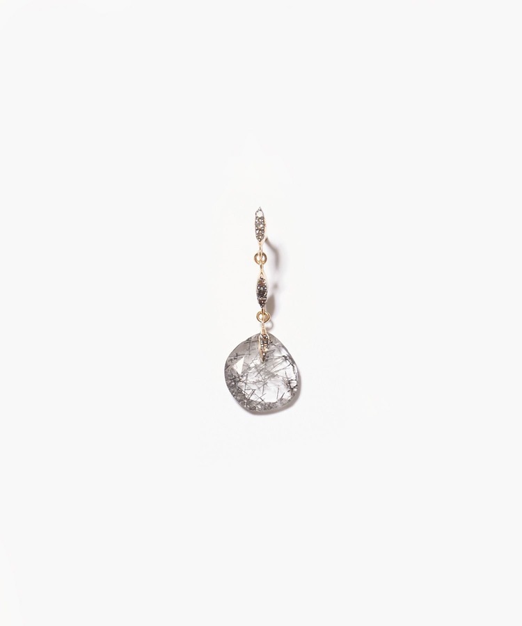 [elafonisi] black rutilated quartz pave diamonds swing pierced earring
