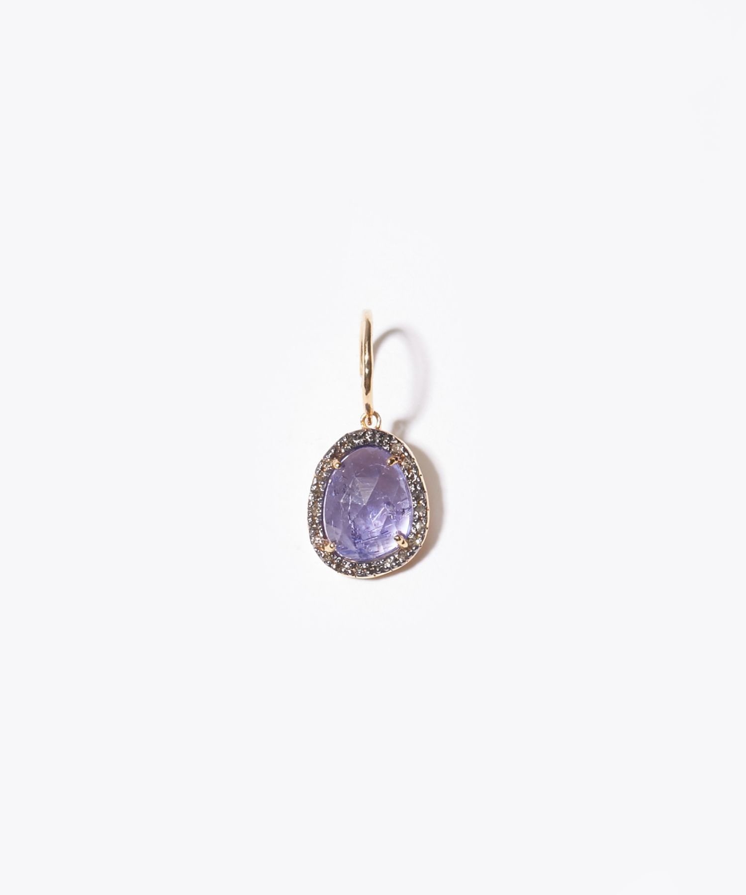 [elafonisi] tanzanite pave diamonds drop pierced earring