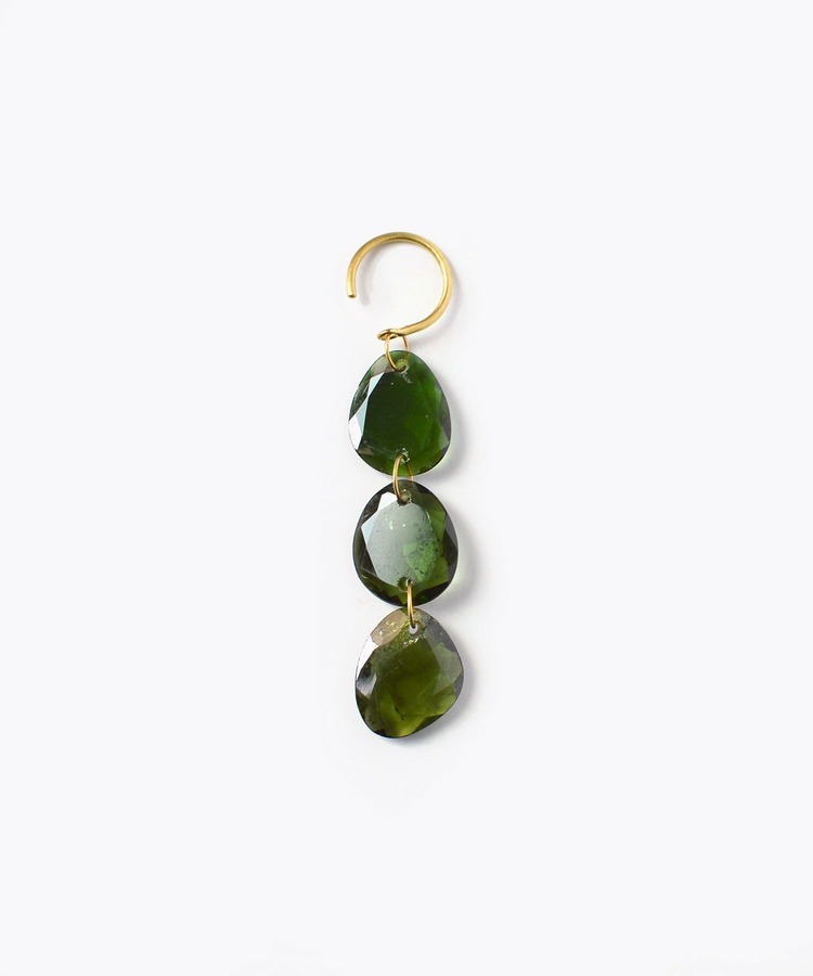 [eutopia] K10 One of a Kind green tourmaline drops single pierced earring