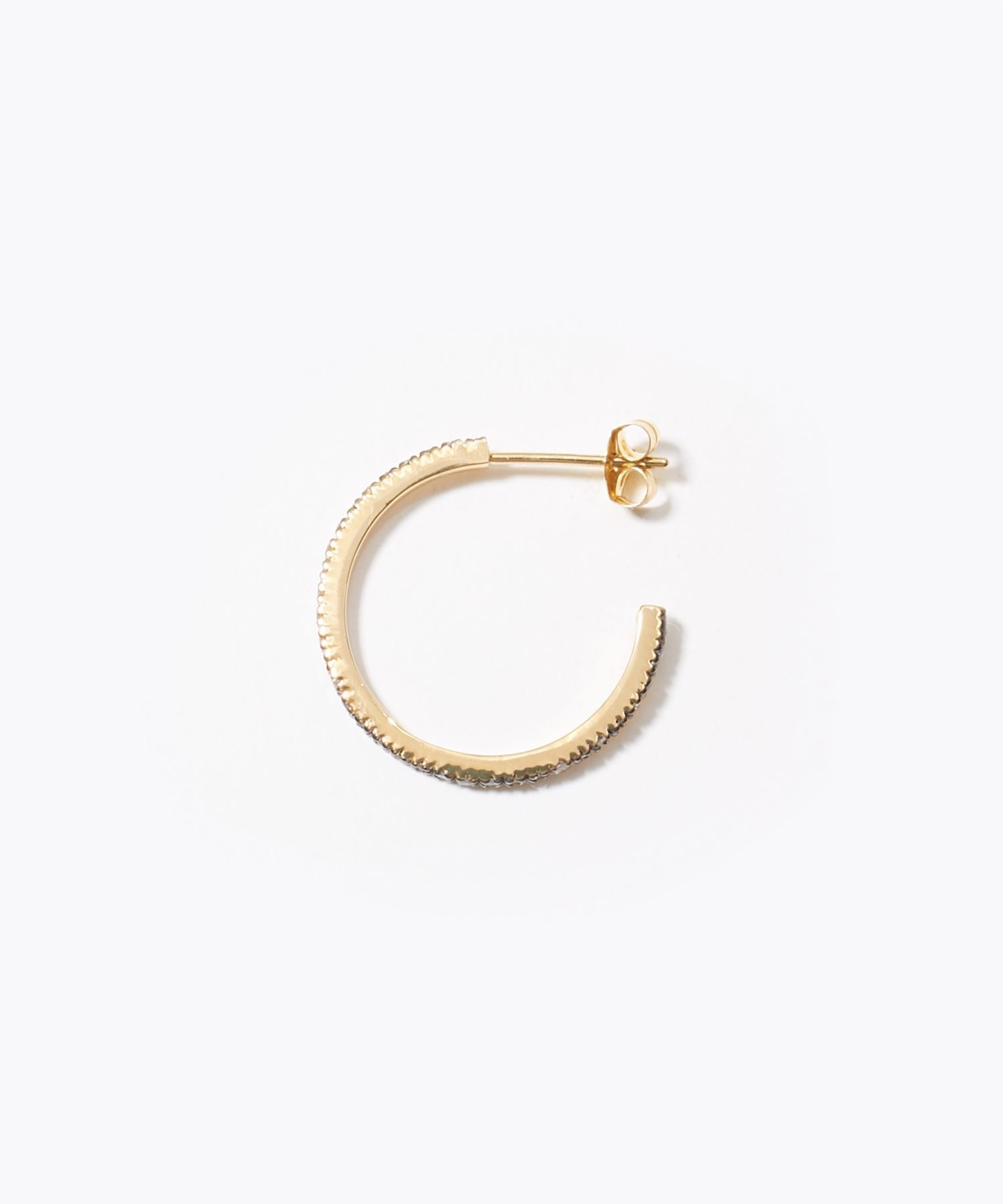 [lotus] pave hoop small single pierced earring