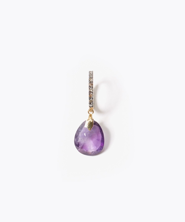 [elafonisi] amethyst pave diamonds mini hoop pierced earring