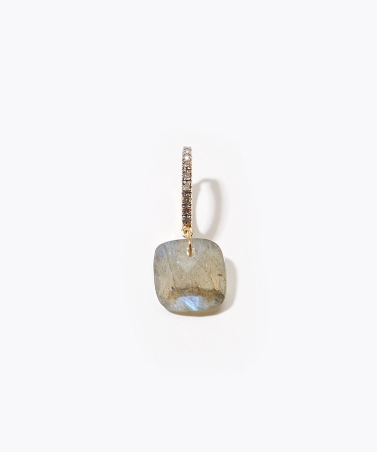 [elafonisi] labradorite pave diamonds mini hoop pierced earring