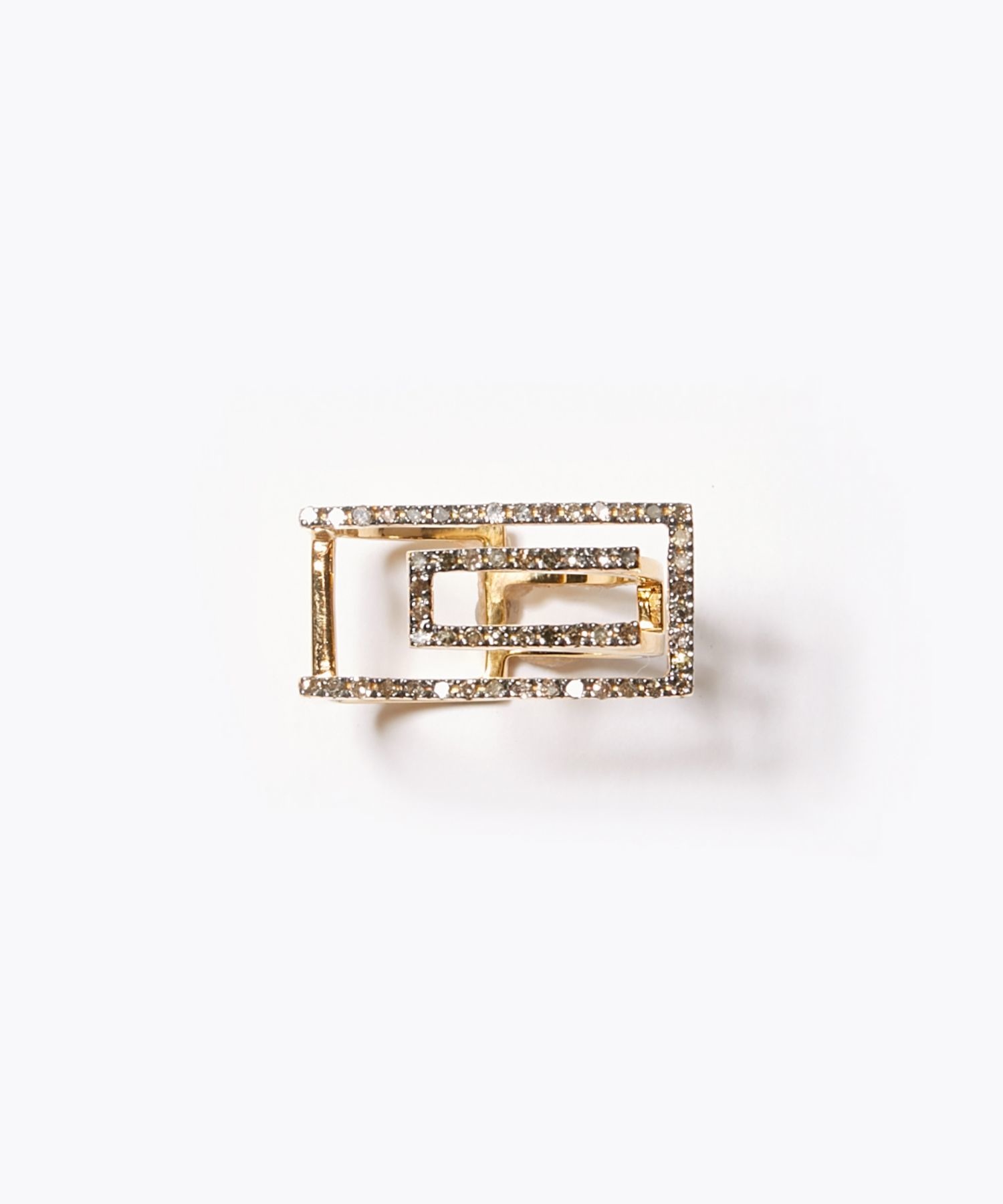 [meander] double rectangle pave diamonds open ring