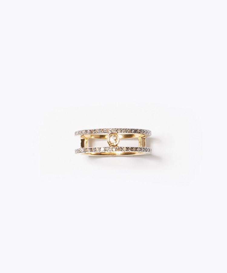[meander] double pave diamonds open ring
