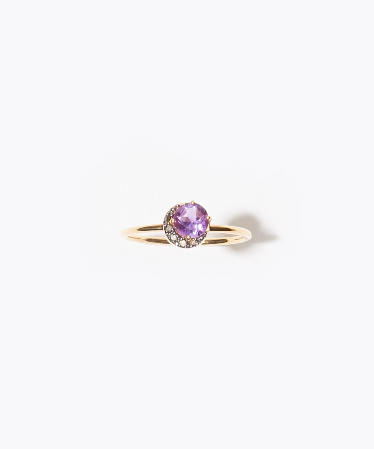 [elafonisi] dark amethyst new moon pave diamonds ring