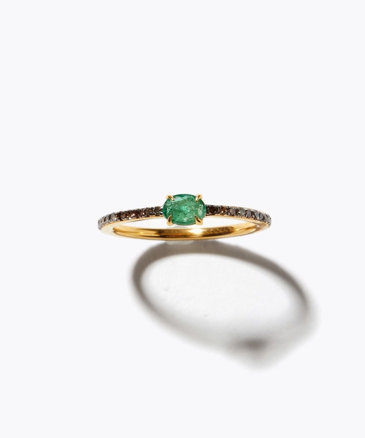 [elafonisi] extra small emerald pave diamonds eternity ring