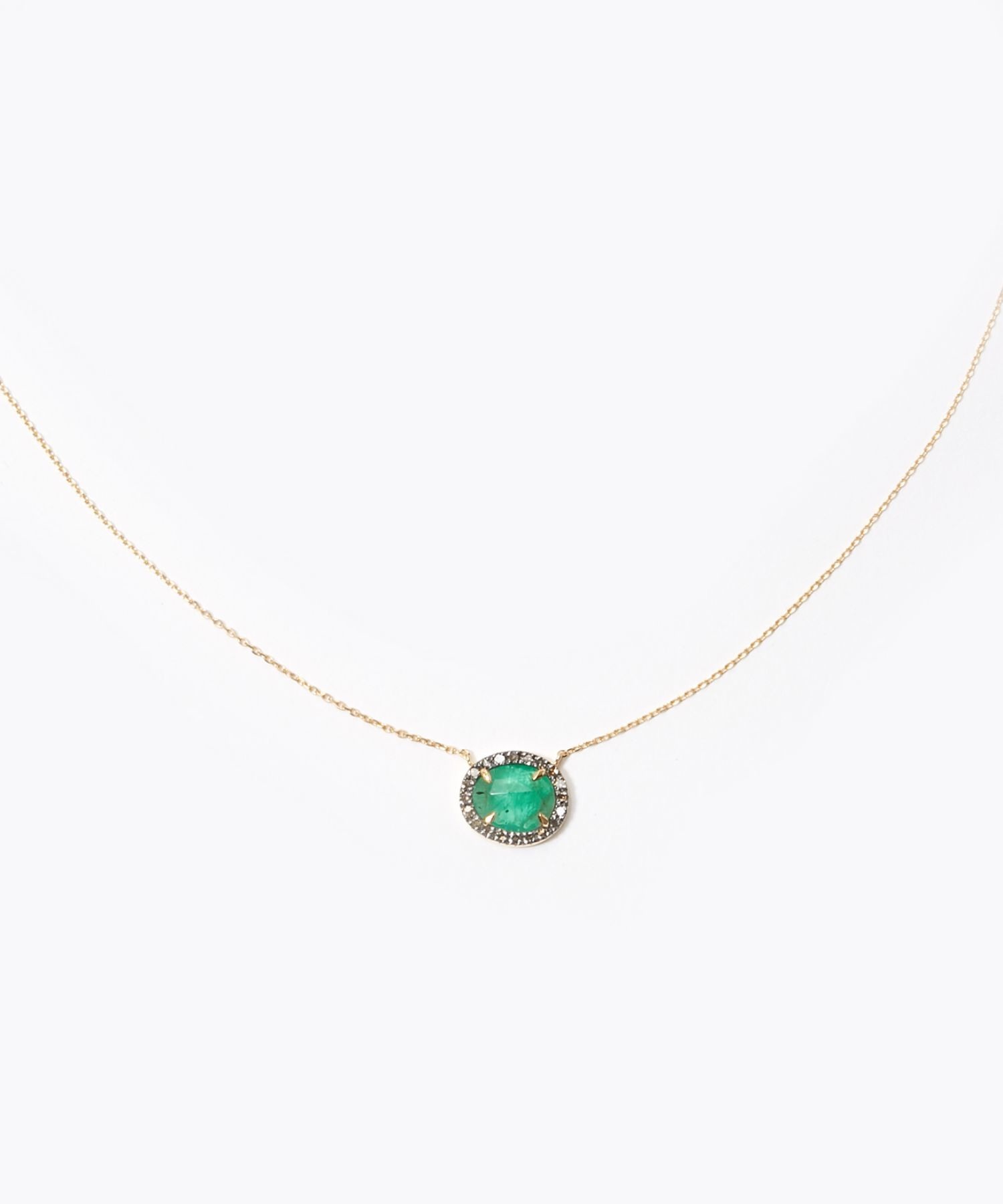 [elafonisi] emerald pave diamonds necklace