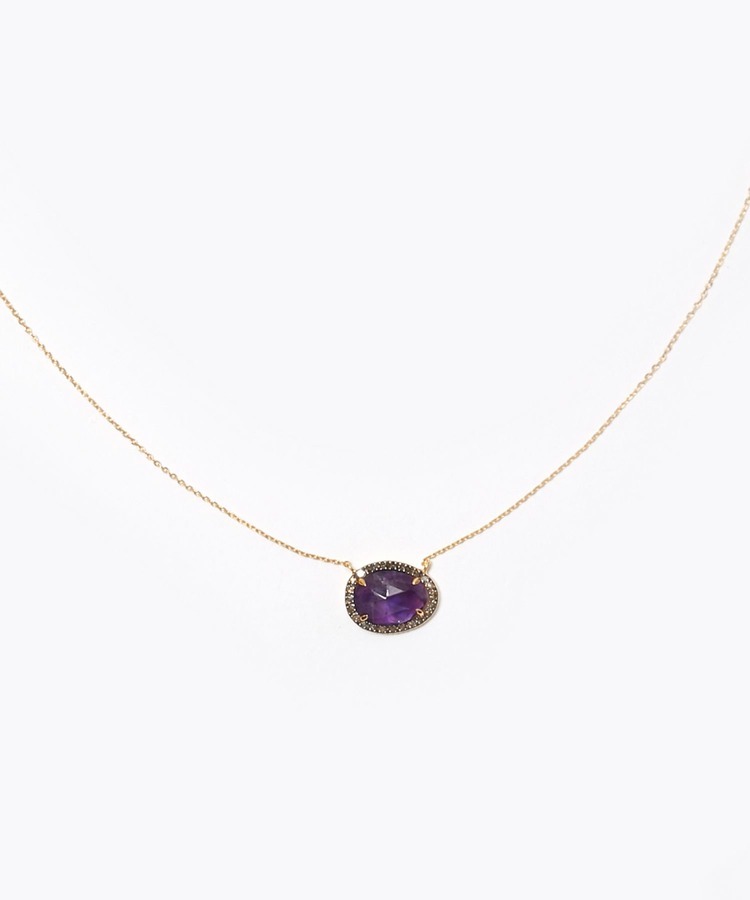 [elafonisi] dark amethyst pave diamonds necklace