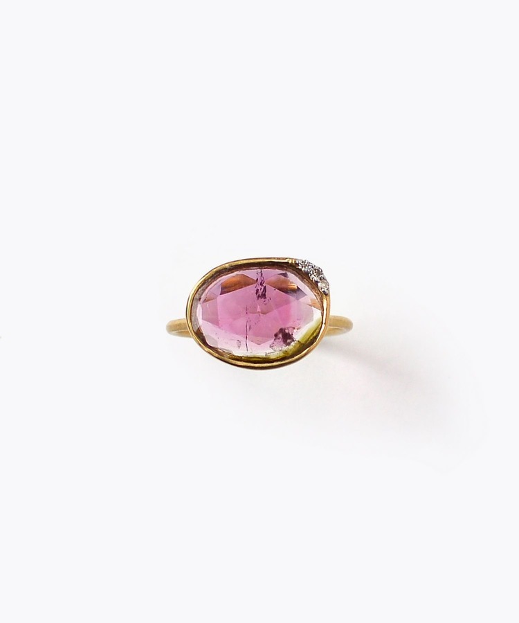 [eutopia] One of a Kind K18 bicolor tourmaline and diamond ring
