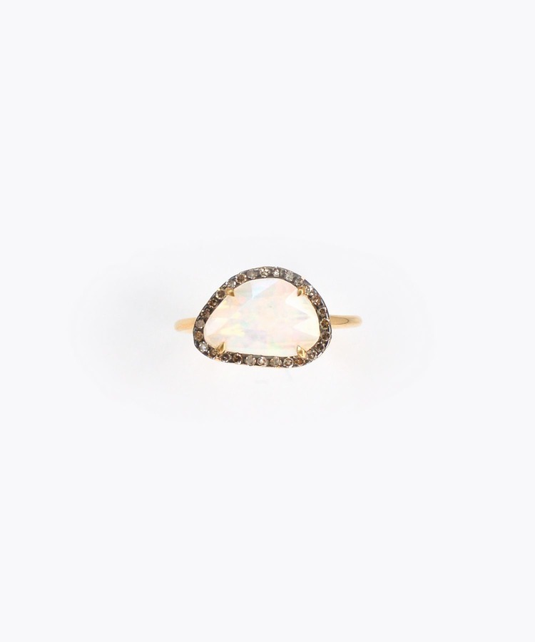 [elafonisi] white opal pave diamonds ring