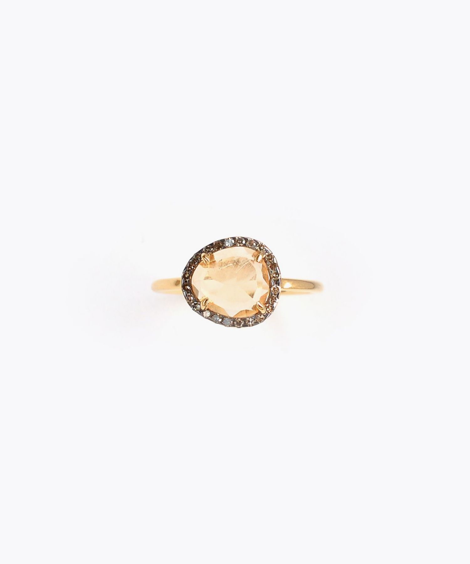 [elafonisi] medium citrine with pave diamonds ring