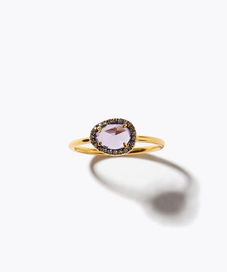 [elafonisi] medium amethyst with pave diamonds ring