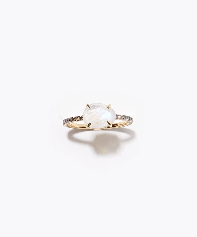 [elafonisi] rainbow moon stone with pave diamonds eternity ring