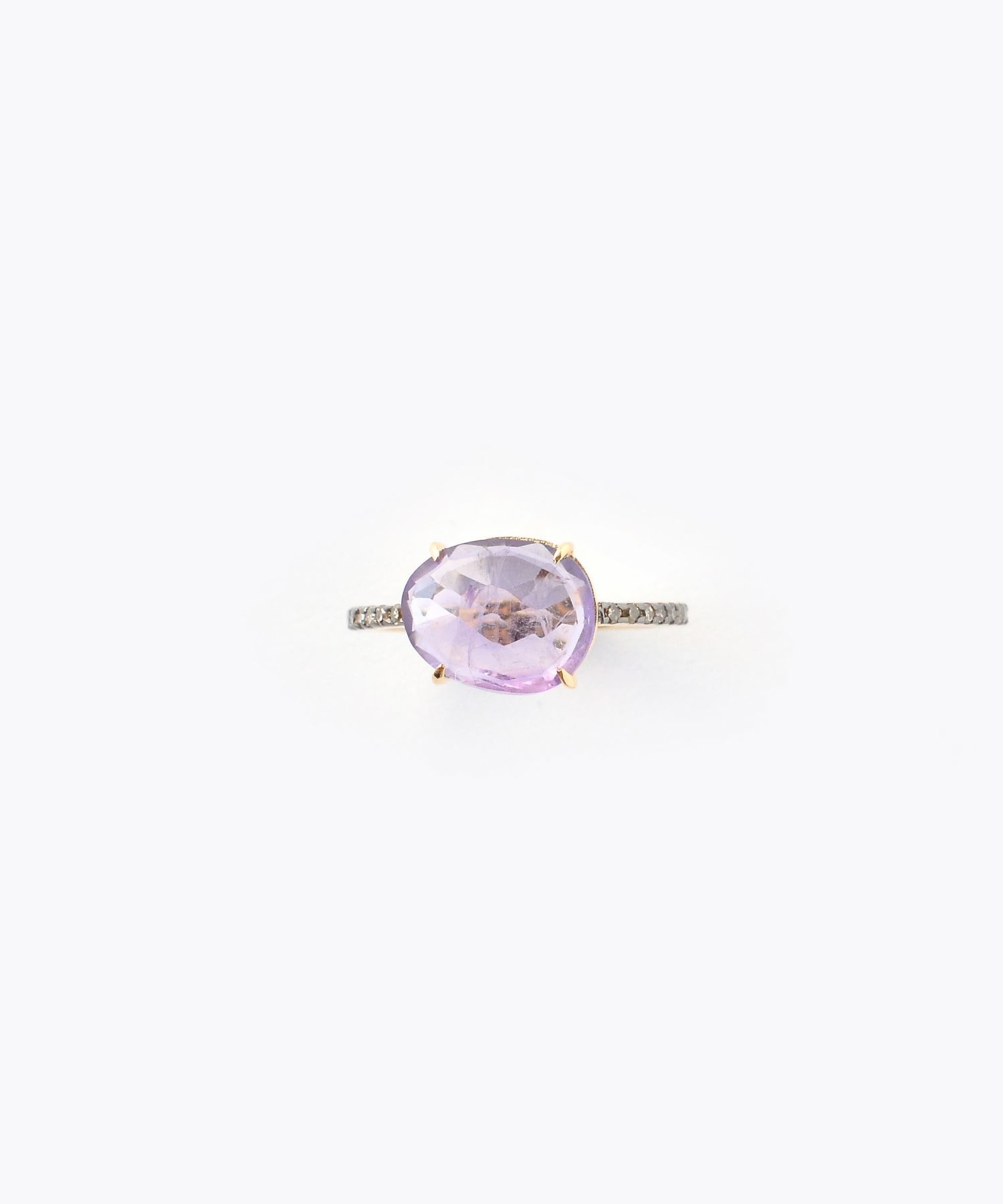 [elafonisi] medium amethyst with pave diamonds eternity ring