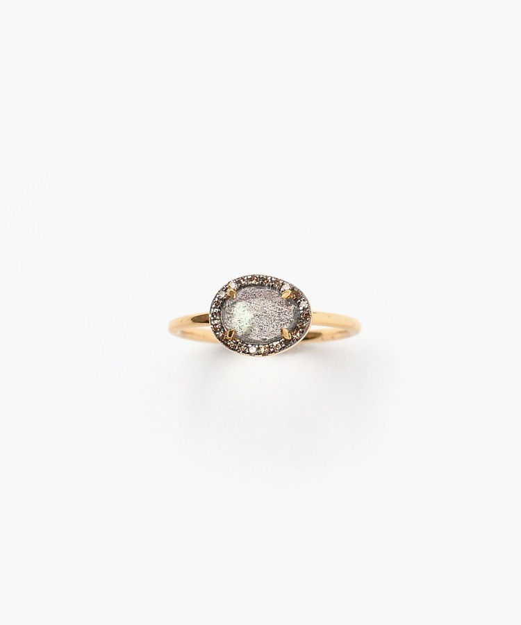 [elafonisi] extra small labradorite with pave diamonds ring
