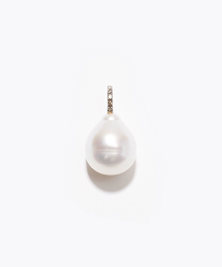 [pear] south sea pearl pave diamonds charm