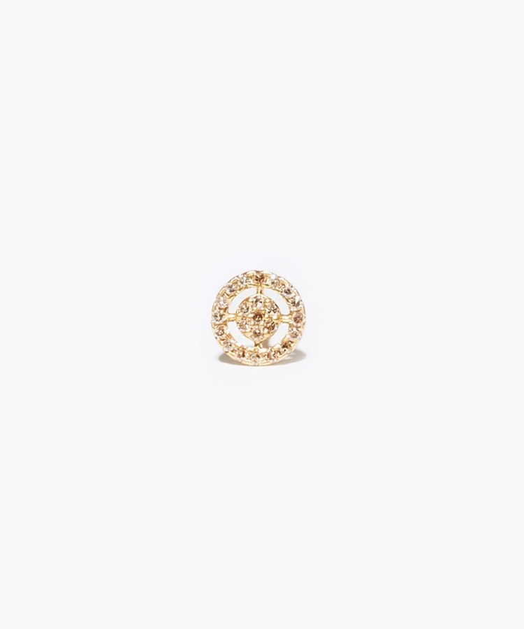 [jupiter] K18 disque pave diamonds stud pierced earring