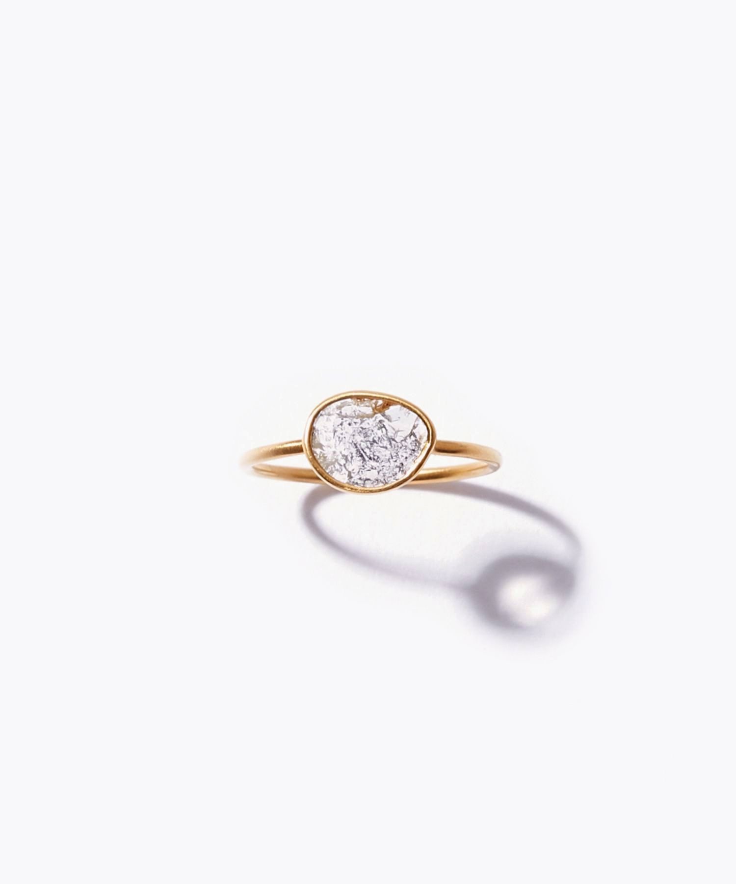 [raw beauty] K18 sliced diamond ring