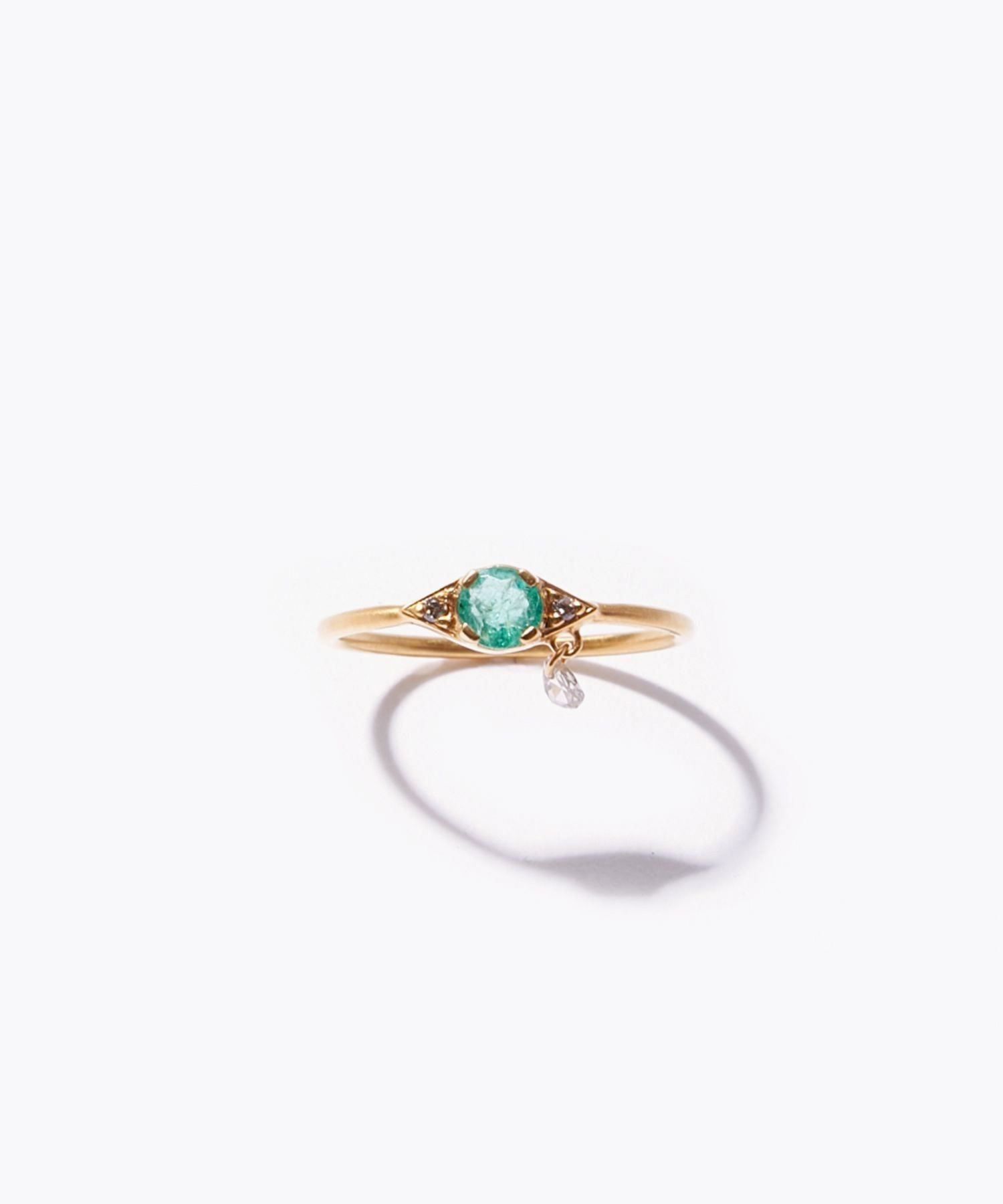 [evil eye] K10 emerald ring