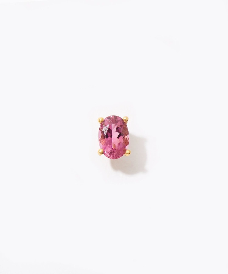 [eden] K10 oval pink tourmaline stud pierced earring