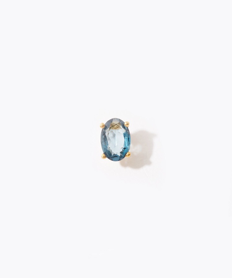 [eden] K10 oval london blue topaz stud pierced earring