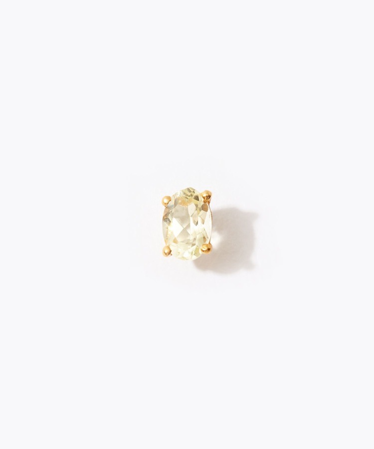[eden] K10 oval lemon quartz stud pierced earring